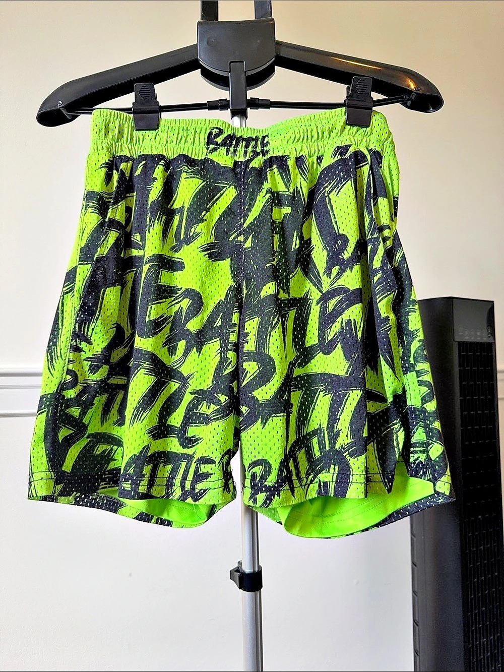 Battle Sports Men's Abstract shorts in Green & Black. Adult extra large.